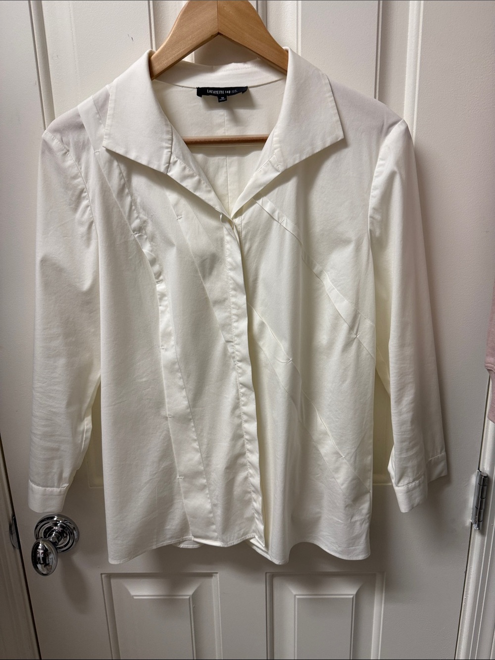 Lafayette 148 New York Ivory Button-Front Shirt